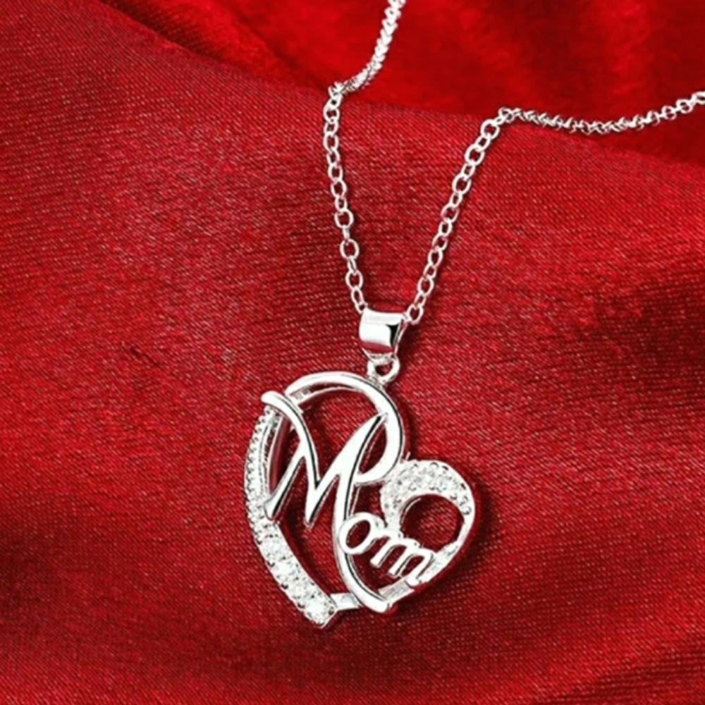 NEW Silver Mom Pendant Necklace